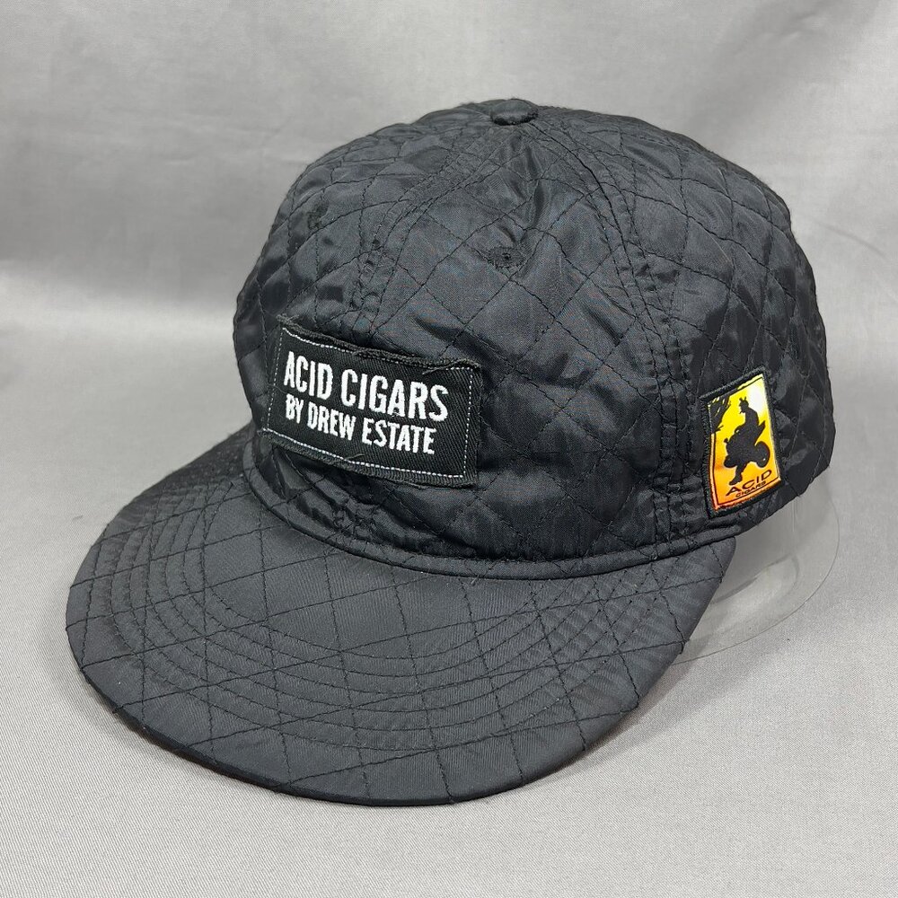 Acid Cigars Drew Estate Strapback Cap Hat Black Quilted Tobacco Nicaragua Mens